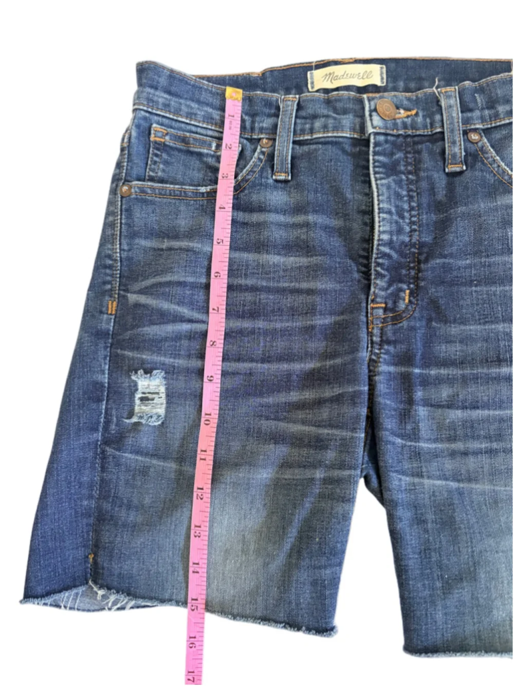 Madewell 9” High Rise Skinny Jean cutoff Shorts Women’s 27 Blue Distressed Denim